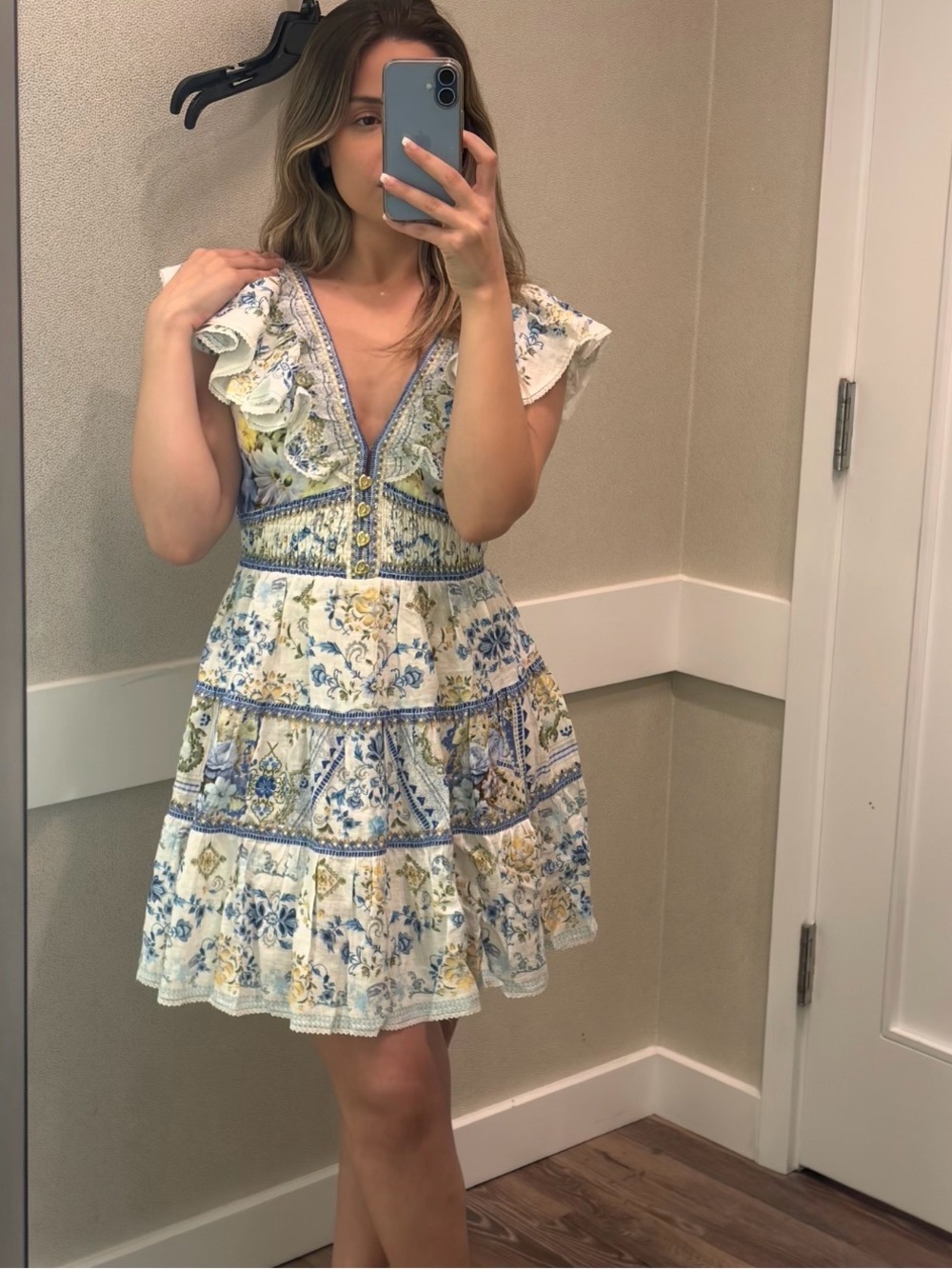 CAMILA mini dress in Blue / White / Gold - Picture 6 of 6